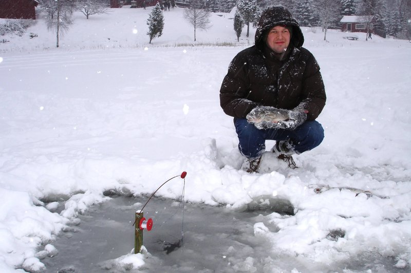 Ice fishing demo in Germany Ice fishing demo in Germany
